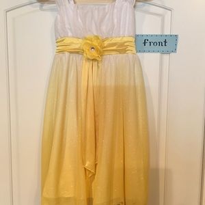Girls size 16 yellow and white dress